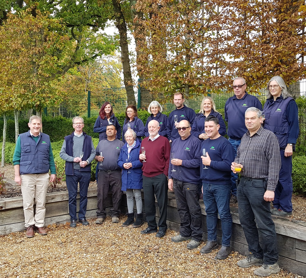 Group shot of English Woodlands staff who are now co-owners of the nursery